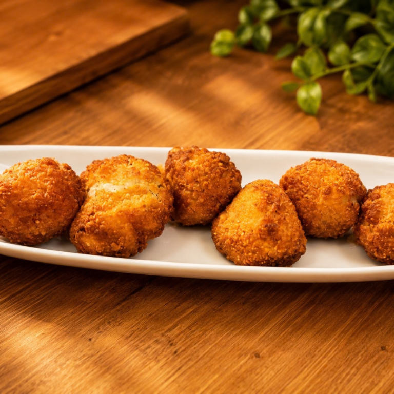 Croquetas veganas servidas en Caleya Indi
