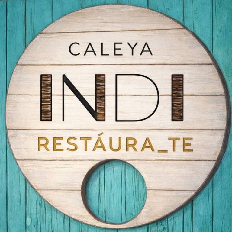 Rótulo del restaurante Caleya Indi en Güerres, Colunga